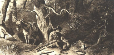 Bear Hunting in the Sierra Mountains; By F.O.C. Darley, 1880s; John Muir Collection