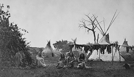 Arapaho camp with buffalo meat drying near Fort Dodge, Kansas, 1870. ARC Identifier 518892; Credit: National Archives