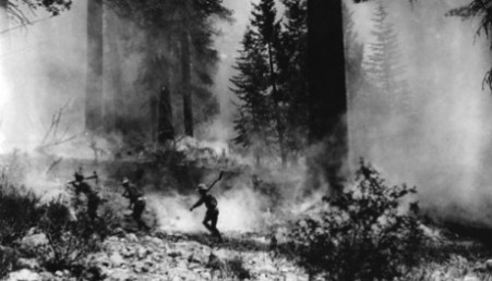 Fire fighters going to the front; Lassen National Forest, California, 1927 (FHS5536); Credit: U.S. Forest Service History